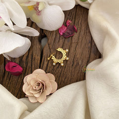 Vriksham Antique Golden Naths/Nose pin-Pearl-White-G17452