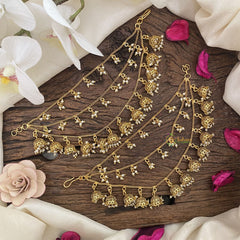 Vriksham 3 Layered Jhumka Maatil/Ear Chain-Pearl-G16482