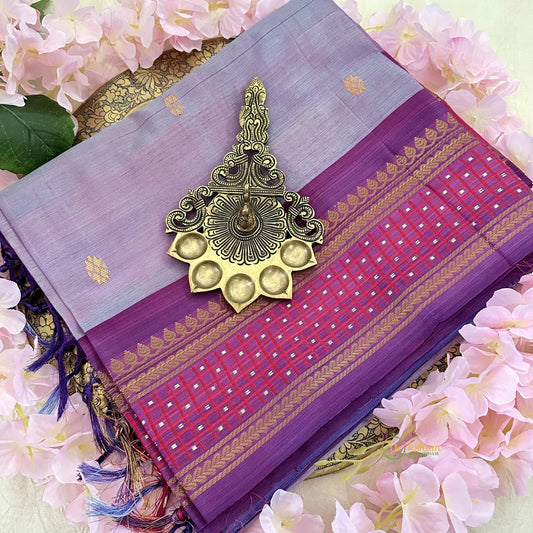 Lavender Chinnalampattu Saree with Pink and Purple Border - VS3676