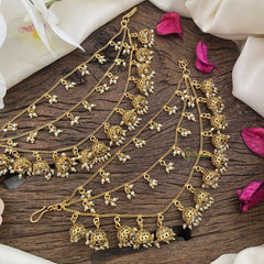 Vriksham 3 Layered Jhumka Maatil/Ear Chain-Pearl-G16482