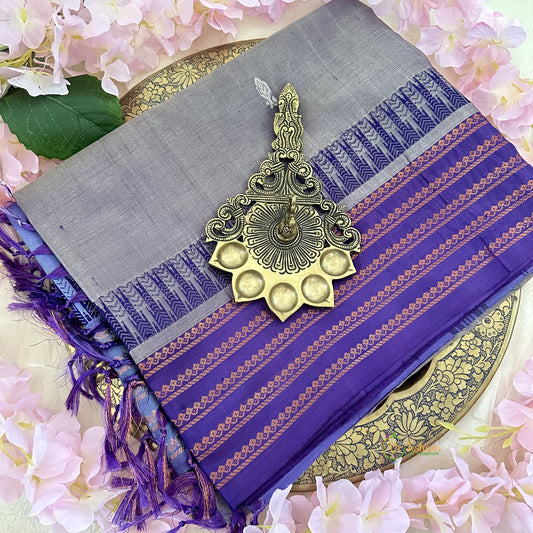Lavender Chinnalampattu Saree with Copper Temple Border - VS3669