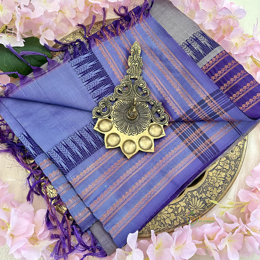 Lavender Chinnalampattu Saree with Copper Temple Border - VS3669