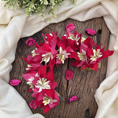 Vriksham Artificial Reddish Rose Fabric Flower Gajra With Pearl Buds Flower Accessories-H1156