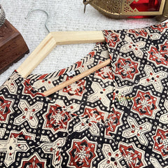 Vriksham Premium Floral Printed Readymade Blouse-Kalamkari Print-Off White Black & Red-VS4527