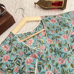 Vriksham Premium Floral Printed Readymade Blouse-Kalamkari Print-Turquoise Blue-VS4522