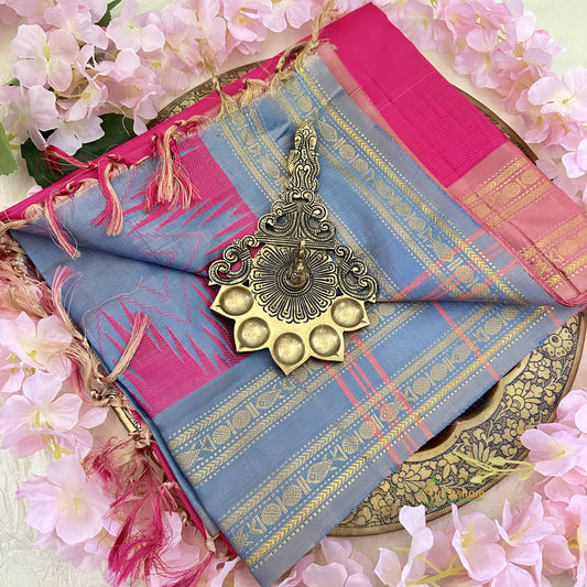 Pink Chinnalampattu Saree with Double Golden Border - VS3670