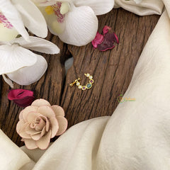 Vriksham Unique Golden Naths/Nose pin-Bird-Red White & Green-G17483