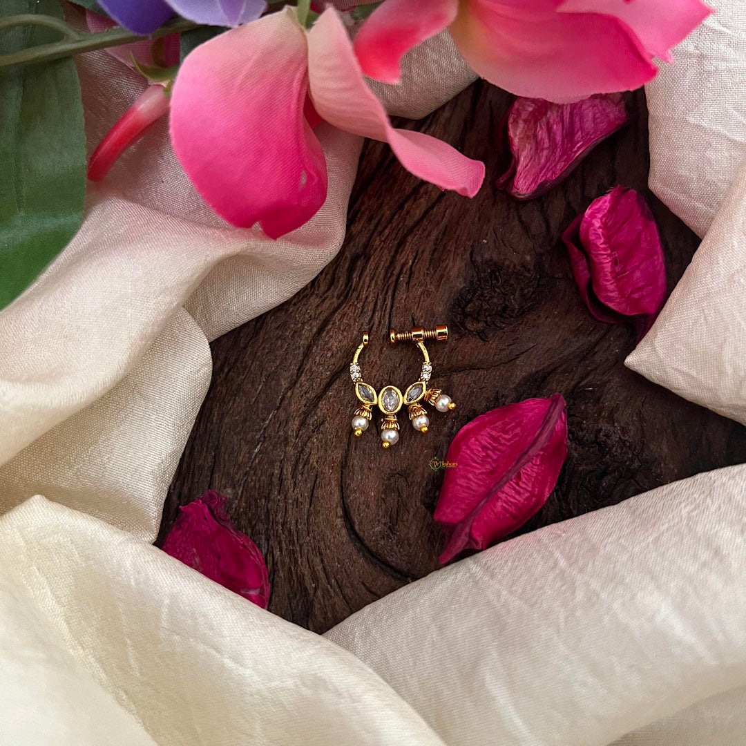 Elegant White AD Stone Nath / Nose pin-G13913