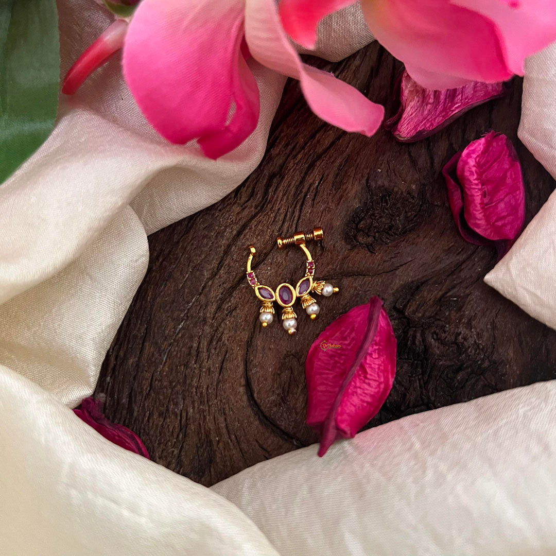 Elegant Red AD Stone Nath / Nose pin-G13912