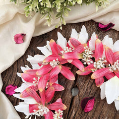 Vriksham Crimson Charm Pink & White Flower Gajra With Buds Flower Accessories-H1171