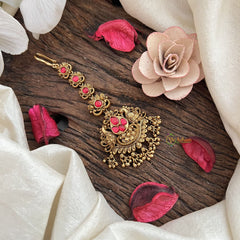 Vriksham Dual Peacock Graceful Plume Tikka-Gold Pearl-G19464