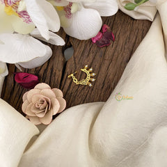 Vriksham Elegant Golden Naths/Nose pin-Red Green & White-G17486