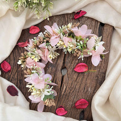 Vriksham Baby Pink Floral With Beads Veni-Flower Accessories-H1174