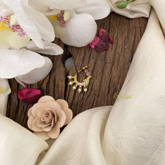 Vriksham Elegant Golden Naths/Nose pin-Red White-G17487