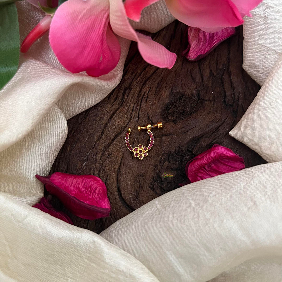 Trendy Red Floral AD Stone Nath / Nose pin-G13860