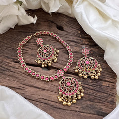 Precious Red AD Stone Neckpiece-Gold Bead-G14366