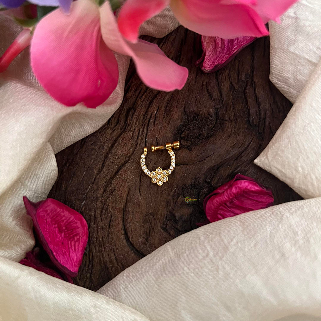 Trendy White Floral AD Stone Nath / Nose pin-G13861