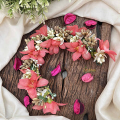 Vriksham Light Pink Shade Floral With  Beads Veni Gajra Flower Accessories-H1177