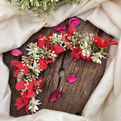 Vriksham Royal Red  Floral With  Beads Veni Gajra Flower Accessories-H1178
