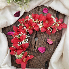 Vriksham Descent Red  Floral With  Beads Veni Gajra Flower Accessories-H1179