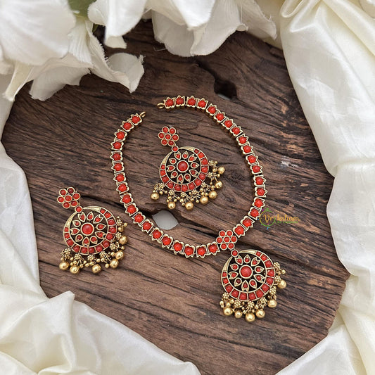 Precious Coral Neckpiece-Gold Bead-G14364