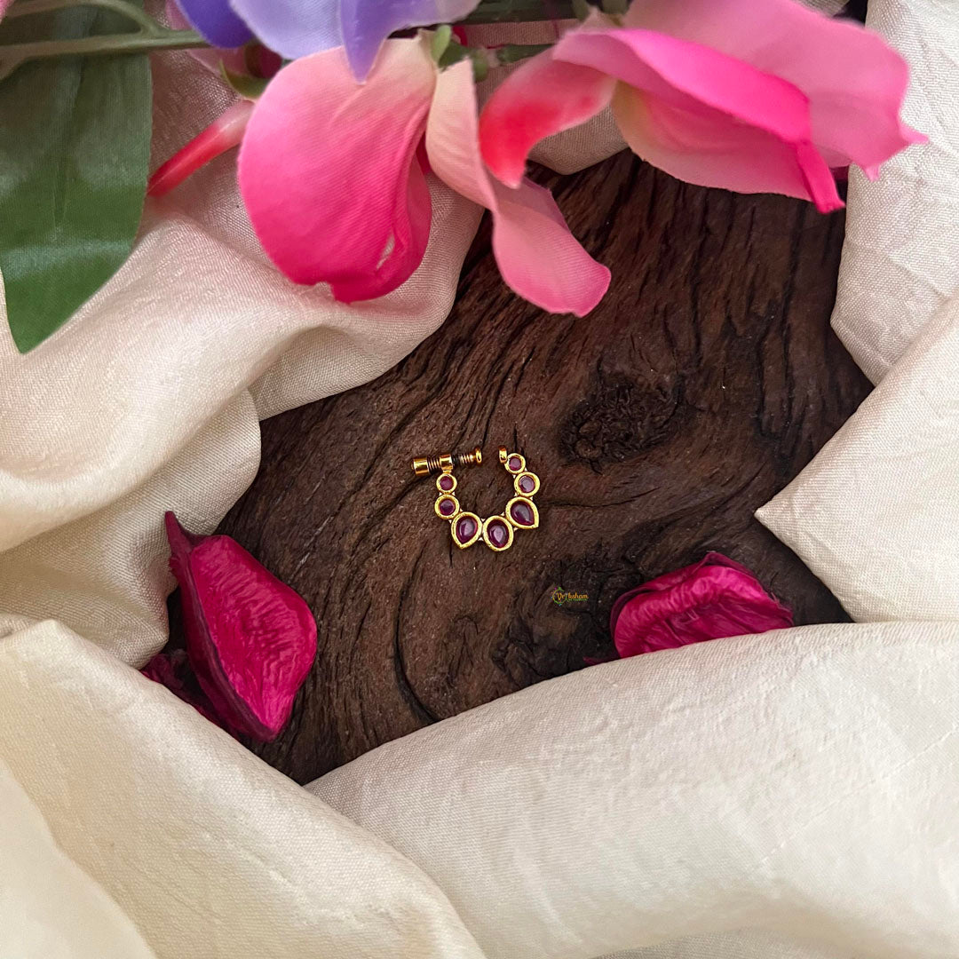 Simple Red AD Stone Nath / Nose pin-G13877