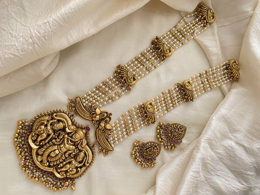 Premium Krishna with Gopikas Pendant 6 Layer Haram-Pearls-G12498