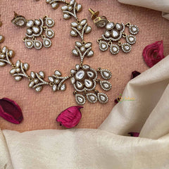 Vriksham Designer Leaf Style AD Stone Short Neckpiece-White-G21067