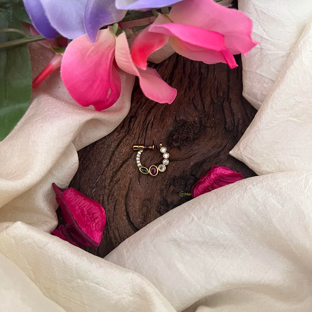 Elegant Red Green AD Stone Nath / Nose pin-G13880