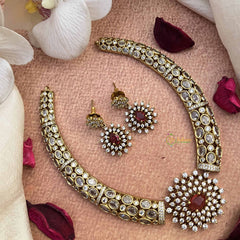 Vriksham Elegant Sparkle Style Red Ruby Hasli Neckpiece-VV2008