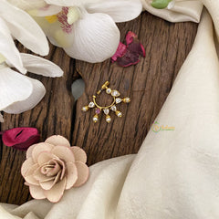 Vriksham Exquisite Golden Naths/Nose pin-Bird-White Red-G17476