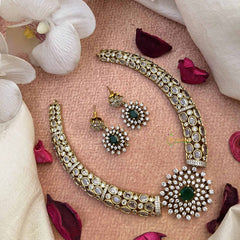 Vriksham Elegant Sparkle Style Emerald Hasli Neckpiece-VV2007
