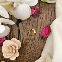 Vriksham Unique Floral Golden Naths/Nose pin-Bird-White Red-G17474