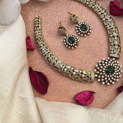 Vriksham Elegant Sparkle Style Emerald Hasli Neckpiece-VV2007
