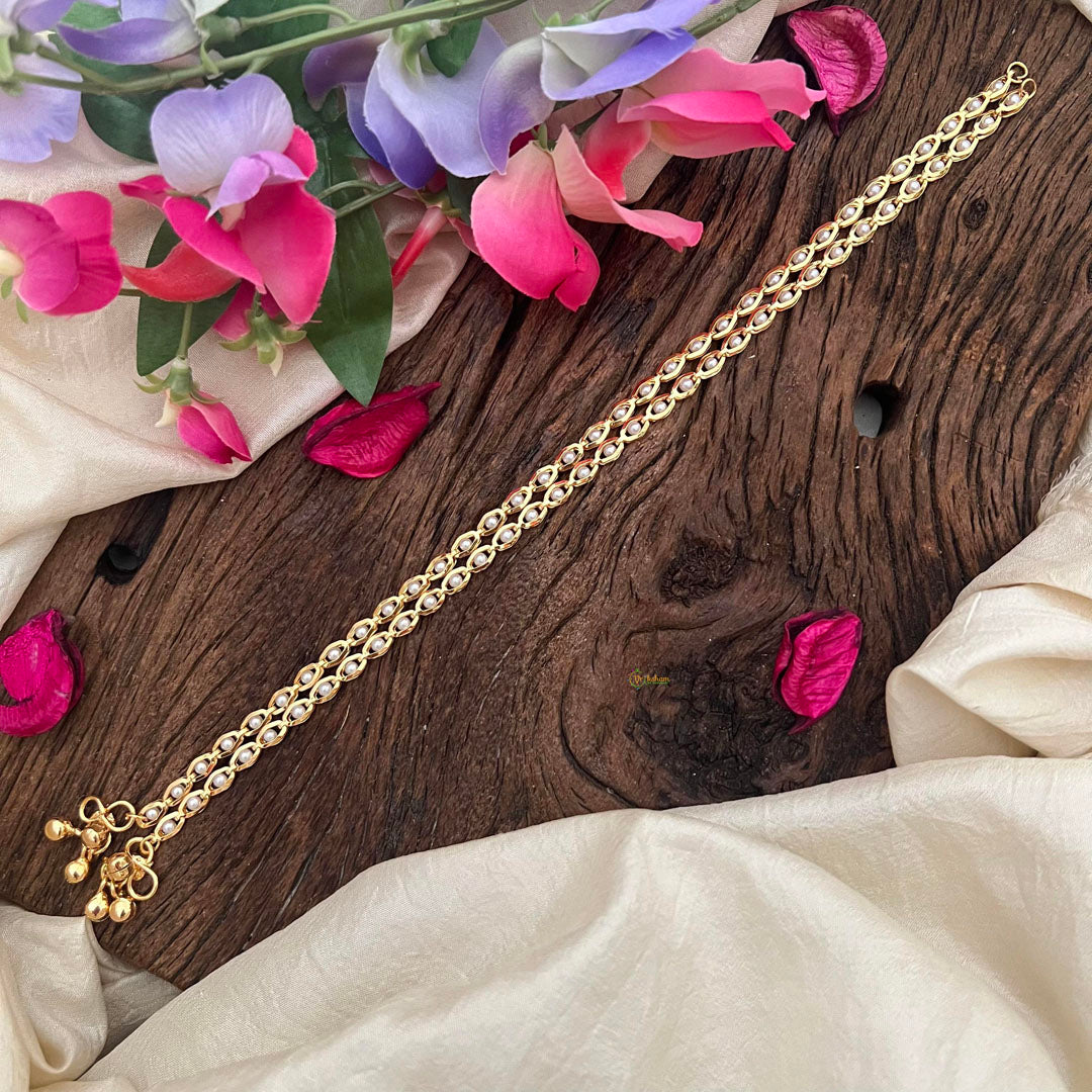 Stylish Gold Look Alike Anklets-Pearl-G14029