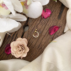 Vriksham Antique Floral Golden Naths/Nose pin-Red White-G17471