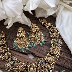 Premium Lakshmi Peacock Neckpiece-Pearl-Green Bead-G14718