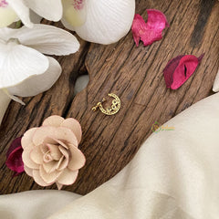 Vriksham Antique Floral Golden Naths/Nose pin-White-G17472