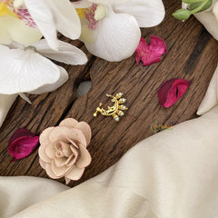 Vriksham Exquisite Golden Naths/Nose pin-Pearl-White-G17464