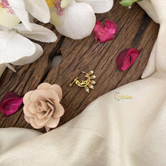 Vriksham Exquisite Golden Naths/Nose pin-Pearl-Red White-G17465