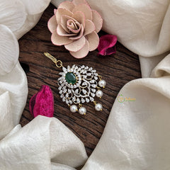 Vriksham  Elegant AD Stone Maang Tikka-Green-Pearl-G19483