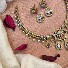 Vriksham Unique Elephant Style AD Stone Hasli Choker-White-Pearls-G21069