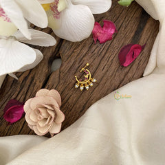 Vriksham Exquisite Golden Naths/Nose pin-Pearl-Red-G17462