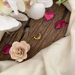 Vriksham Antique Floral Golden Naths/Nose pin-Red White & Green-G17469