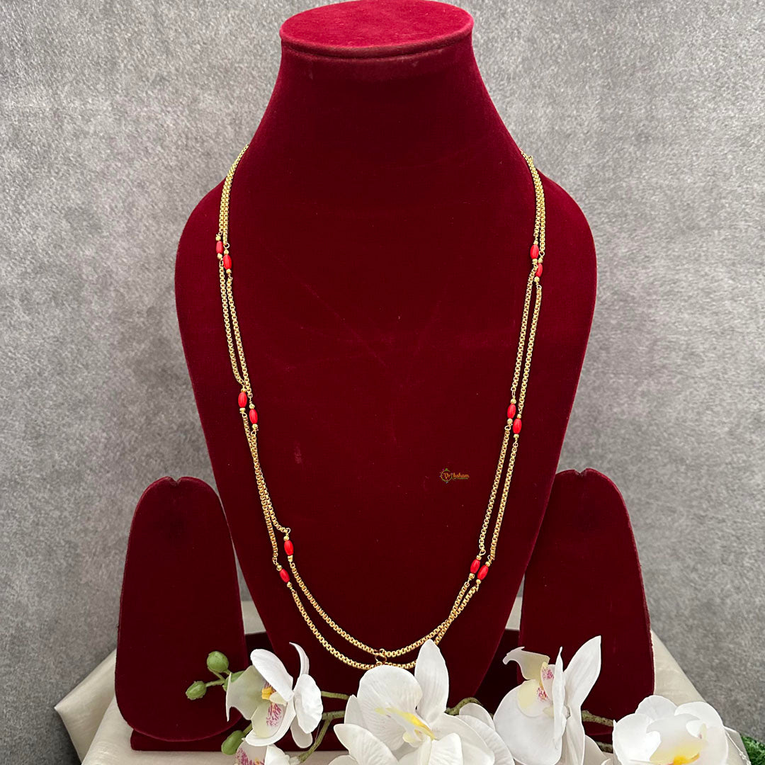 2 Layer Gold Look Alike Daily Wear Chain-Coral-G13251