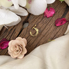 Vriksham Bird Shape Golden Naths/Nose pin-White-G17467