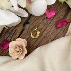 Vriksham Bird Shape Golden Naths/Nose pin-Red White-G17466