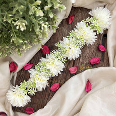 Vriksham Elegant White Style Artificial Gajra With Pearls Coted Flower Accessories-H1186