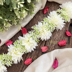 Vriksham Elegant White Style Artificial Gajra With Pearls Coted Flower Accessories-H1186