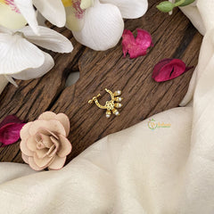 Vriksham Elegant Floral Golden Naths/Nose pin-Red White-G17489